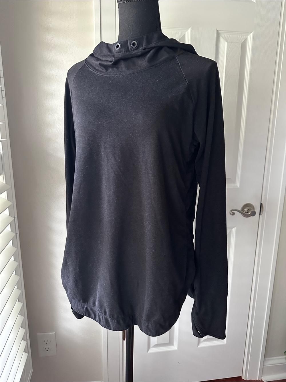 Athleta Black Cowl Neck Long-Sleeve Hooded Top M